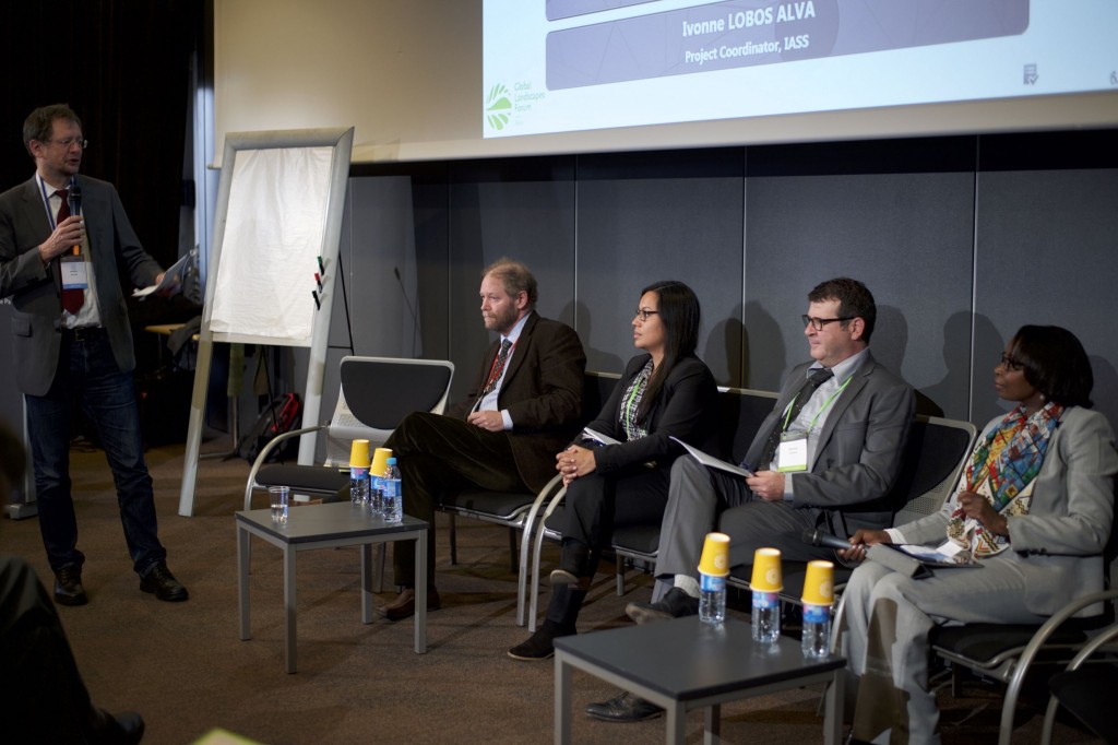 Alexander Müller (TEEB), Andrew Wardell (CIFOR), Ivonne Lobos Alva (IASS), Patrick Caron (CIRAD) and Joan C. Kagwanja (UNECA) © Pilar Valbuena/CIFOR